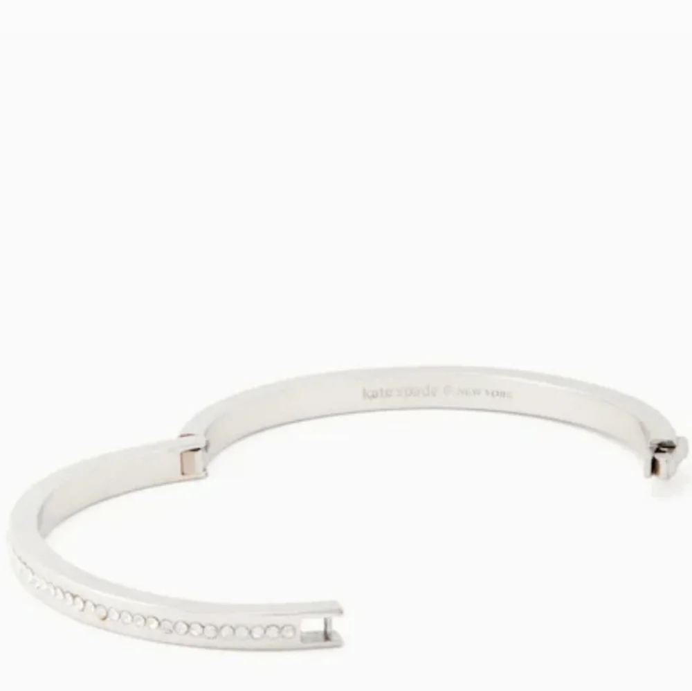 ❤️NEW w/TAG❤️ KATE SPADE SILVER PAVED SWAROVSKI CRYSTAL BANGLE BRACELET - Picture 8 of 14
